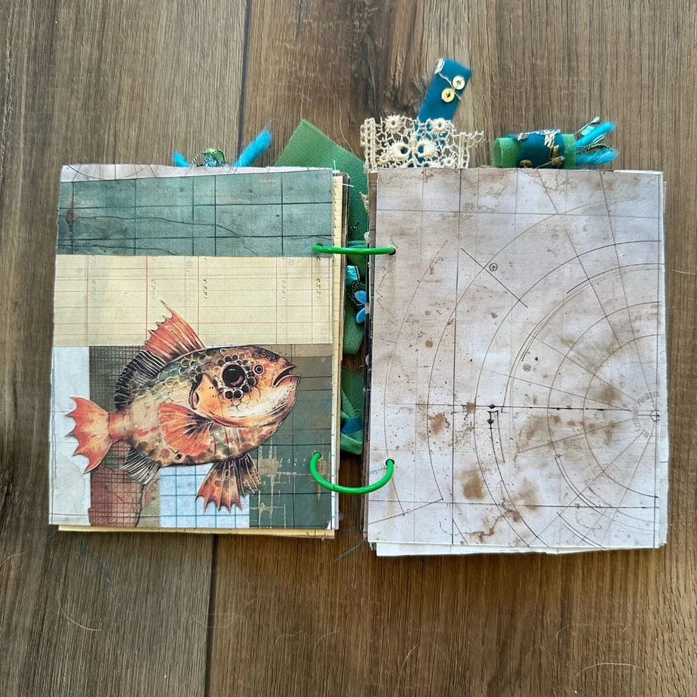 Fish-Themed Junk Journal with Teal Accents